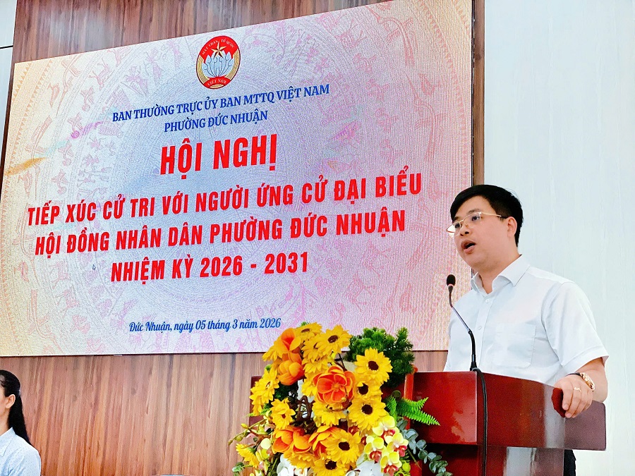PGS.TS Phạm Tiến Đạt tiếp xúc cử tri phường Đức Nhuận trước thềm bầu cử HĐND nhiệm kỳ 2026–2031